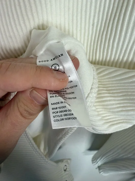 Good American Off Shoulder Half Zip Ribbed Bodysuit Cream Snap Close NWT 3XL (6) - Picture 16 of 16